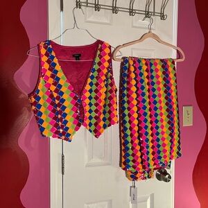 Nasty Gal sequin suit vest and pants SET